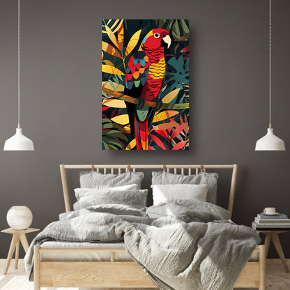 Kleurrijk Papegaai in Tropisch Paradijs canvas met baklijst