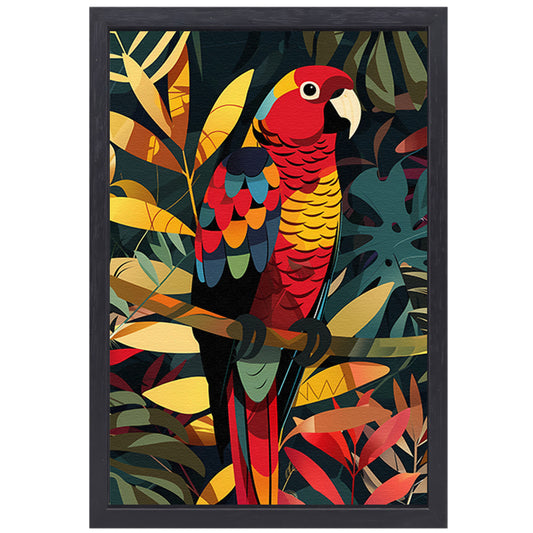 Kleurrijk Papegaai in Tropisch Paradijs canvas met baklijst