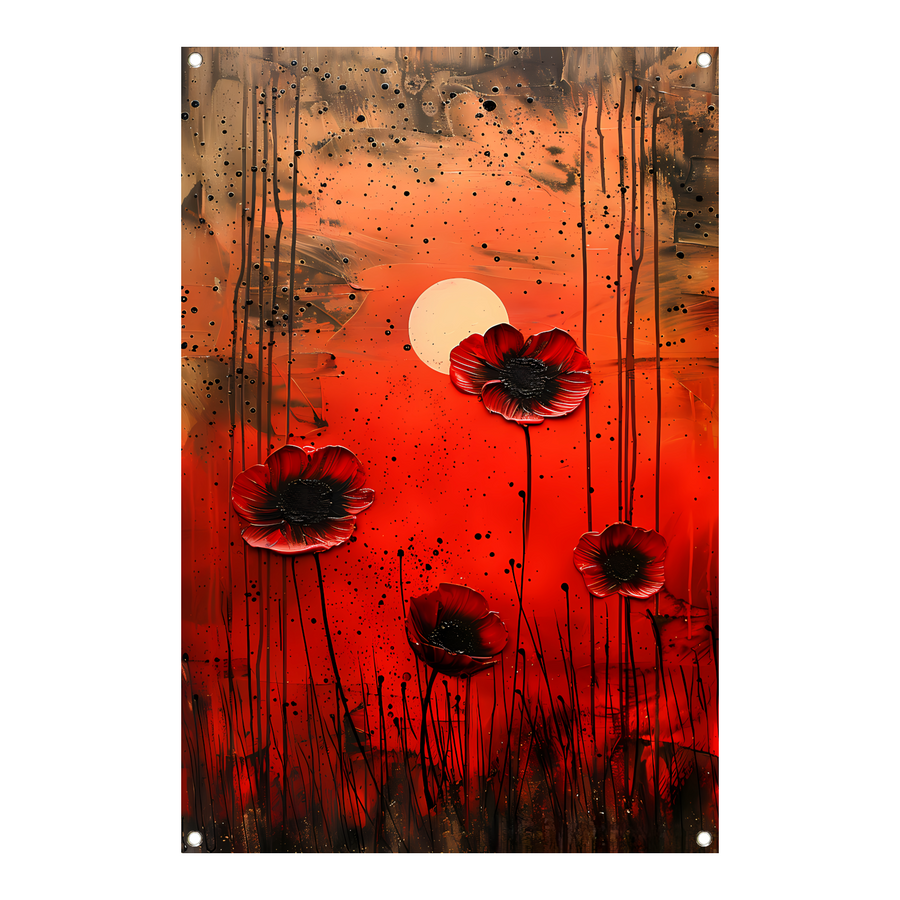 Abstracte bloemen met levendige kleuren tuinposter