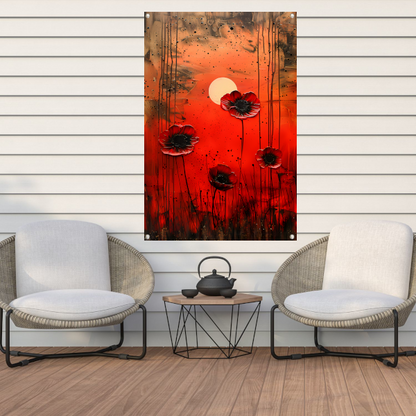 Abstracte bloemen met levendige kleuren tuinposter