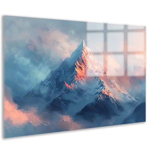 Digitale kunst van berg in ochtendlicht acrylglas