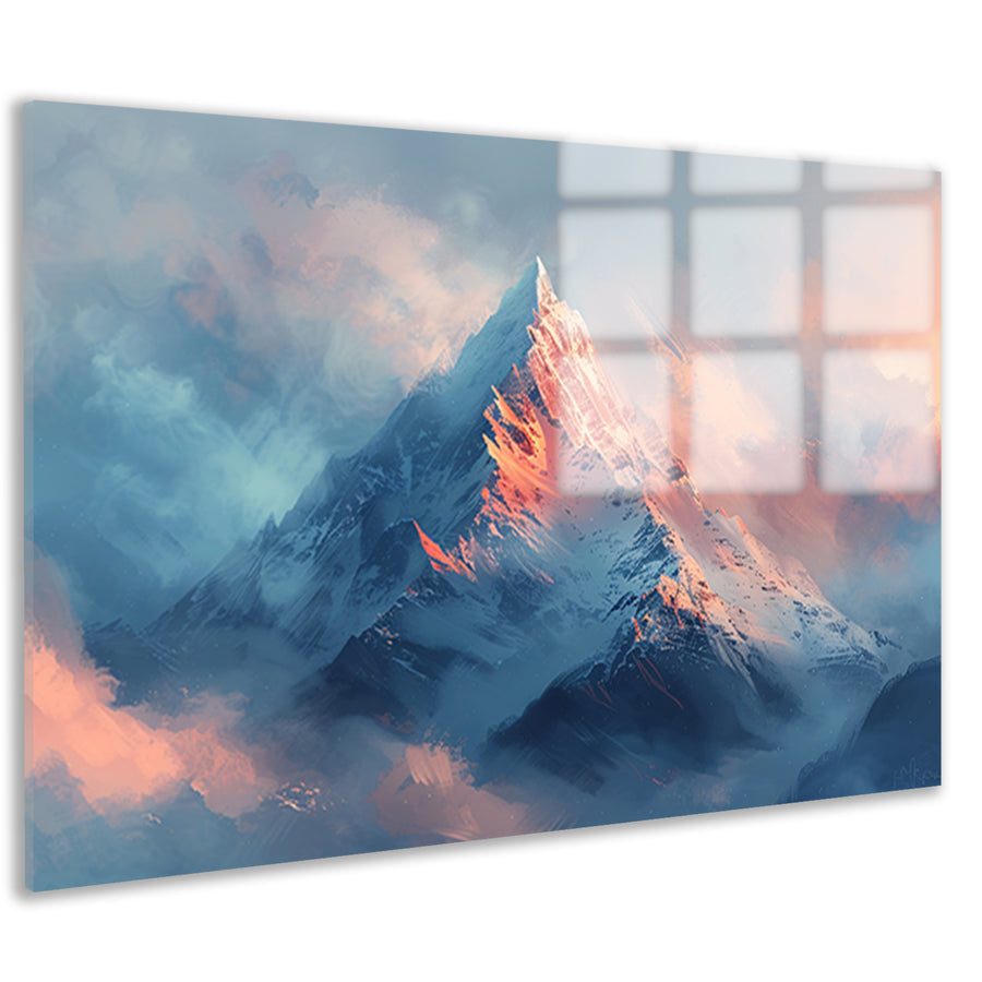 Digitale kunst van berg in ochtendlicht acrylglas