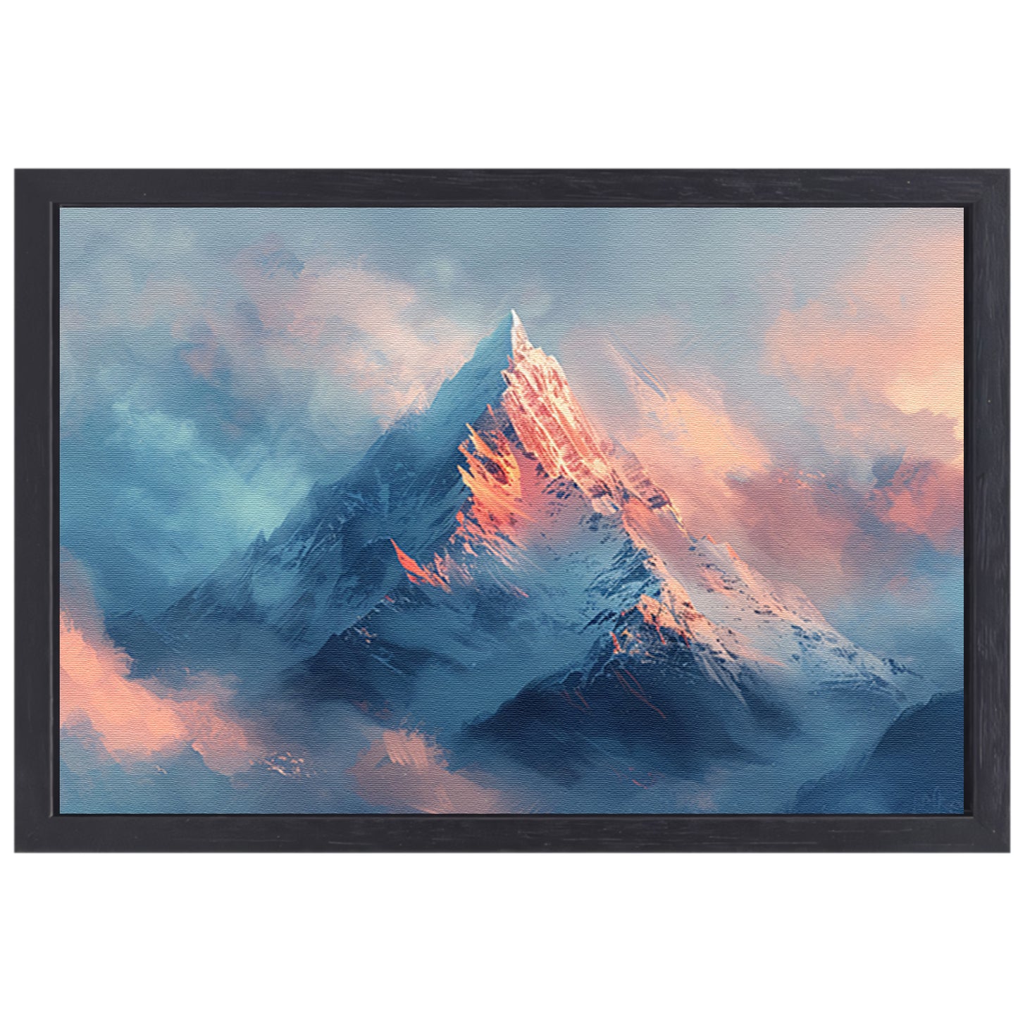 Digitale kunst van berg in ochtendlicht canvas met baklijst