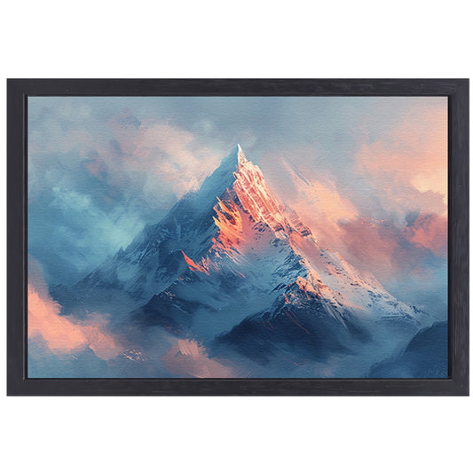 Digitale kunst van berg in ochtendlicht canvas met baklijst