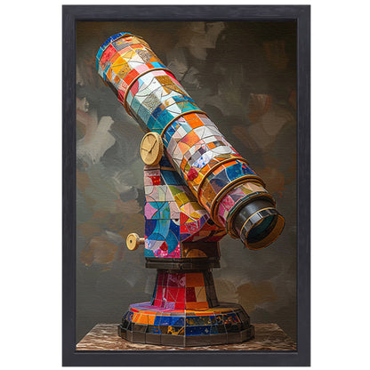 Kleurrijk Pop Art Telescoop op Statief canvas met baklijst