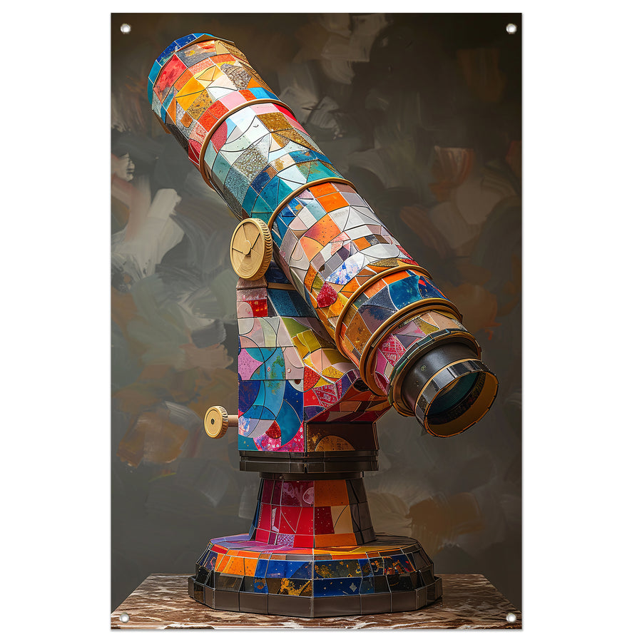 Kleurrijk Pop Art Telescoop op Statief tuinposter