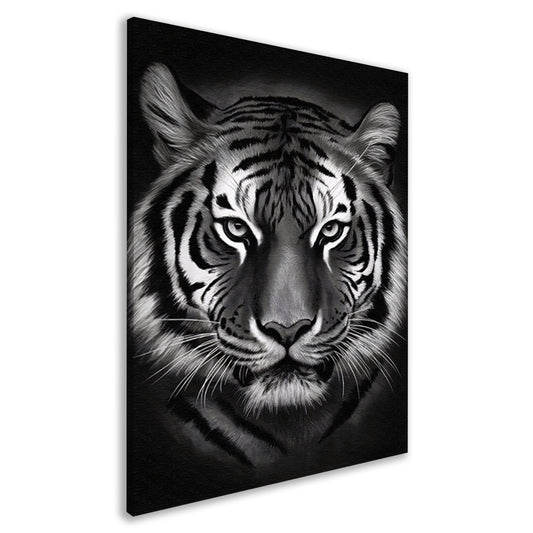 Monochroom Portret van een Majestueuze Tijger canvas