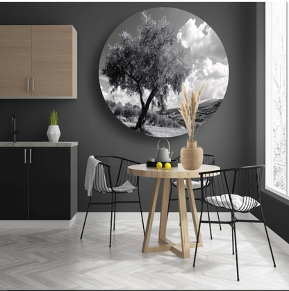 Stilleven met boom aluminium muurcirkel