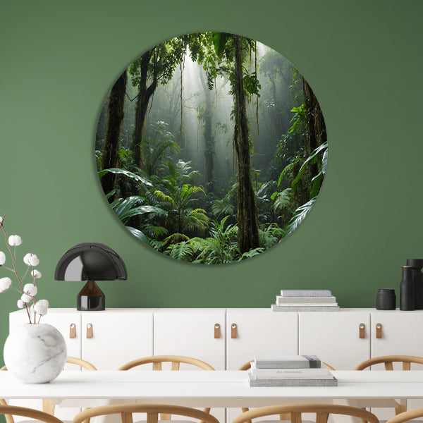 Betoverend tropisch regenwoud in ochtendlicht forex muurcirkel