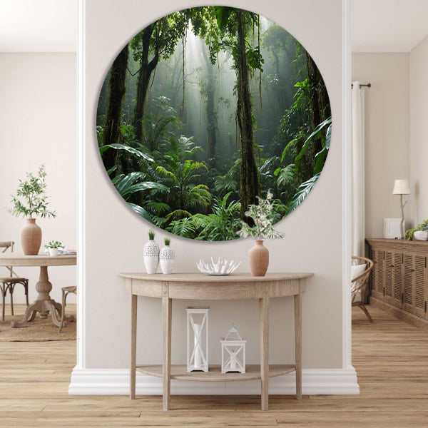 Betoverend tropisch regenwoud in ochtendlicht forex muurcirkel