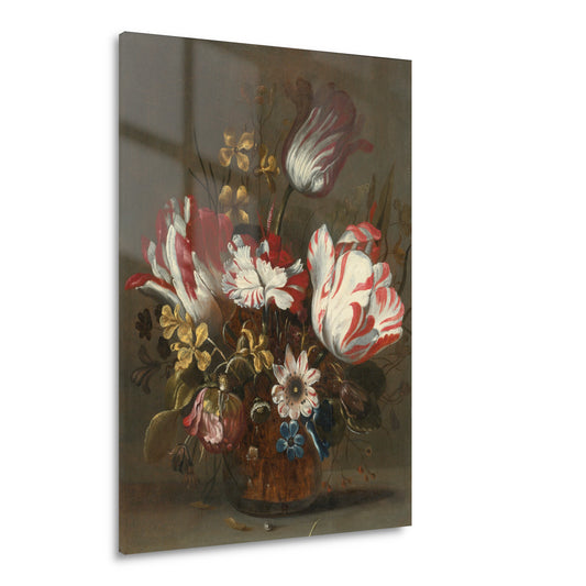 Tulpen en andere bloemen in een glazen vaas - Hans Bollongier Acrylglas