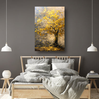 Boom met gouden bladeren in abstracte stijl acrylglas