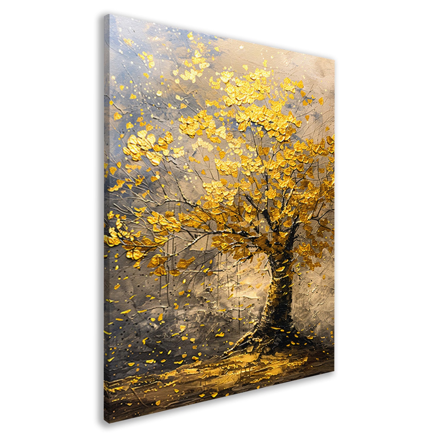 Boom met gouden bladeren in abstracte stijl canvas