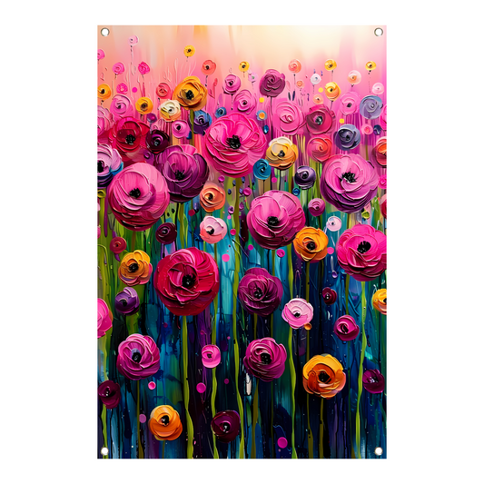 Levendige abstracte bloemenpracht in kleur tuinposter