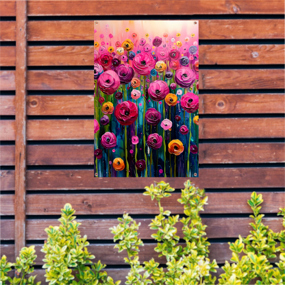 Levendige abstracte bloemenpracht in kleur tuinposter