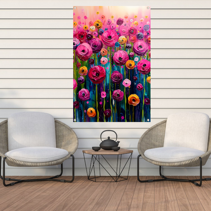 Levendige abstracte bloemenpracht in kleur tuinposter