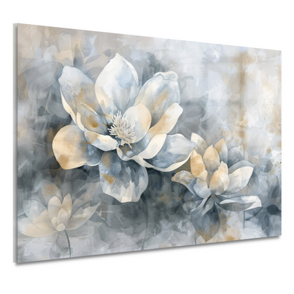 Monochrome Bloemen Abstractie in Grijs en Beige acrylglas