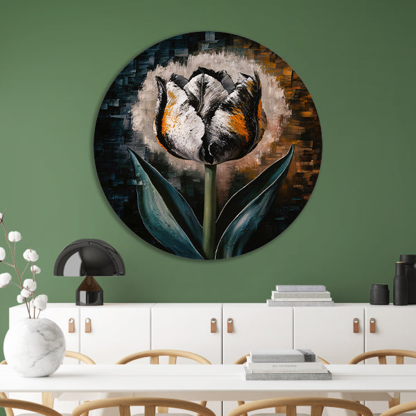 Abstracte Weergave van een Kleurrijke Tulp aluminium muurcirkel