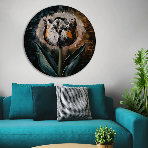 Abstracte Weergave van een Kleurrijke Tulp aluminium muurcirkel