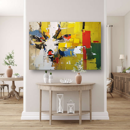 Kleurrijk abstract schilderij van een hert poster