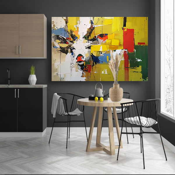 Kleurrijk abstract schilderij van een hert poster