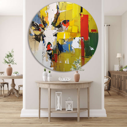 Kleurrijk abstract schilderij van een hert aluminium muurcirkel