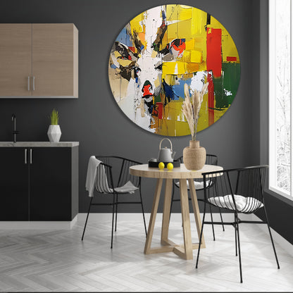 Kleurrijk abstract schilderij van een hert aluminium muurcirkel