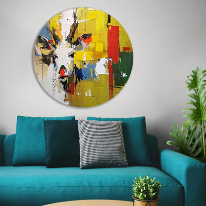 Kleurrijk abstract schilderij van een hert aluminium muurcirkel