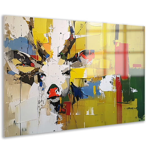 Kleurrijk abstract schilderij van een hert acrylglas
