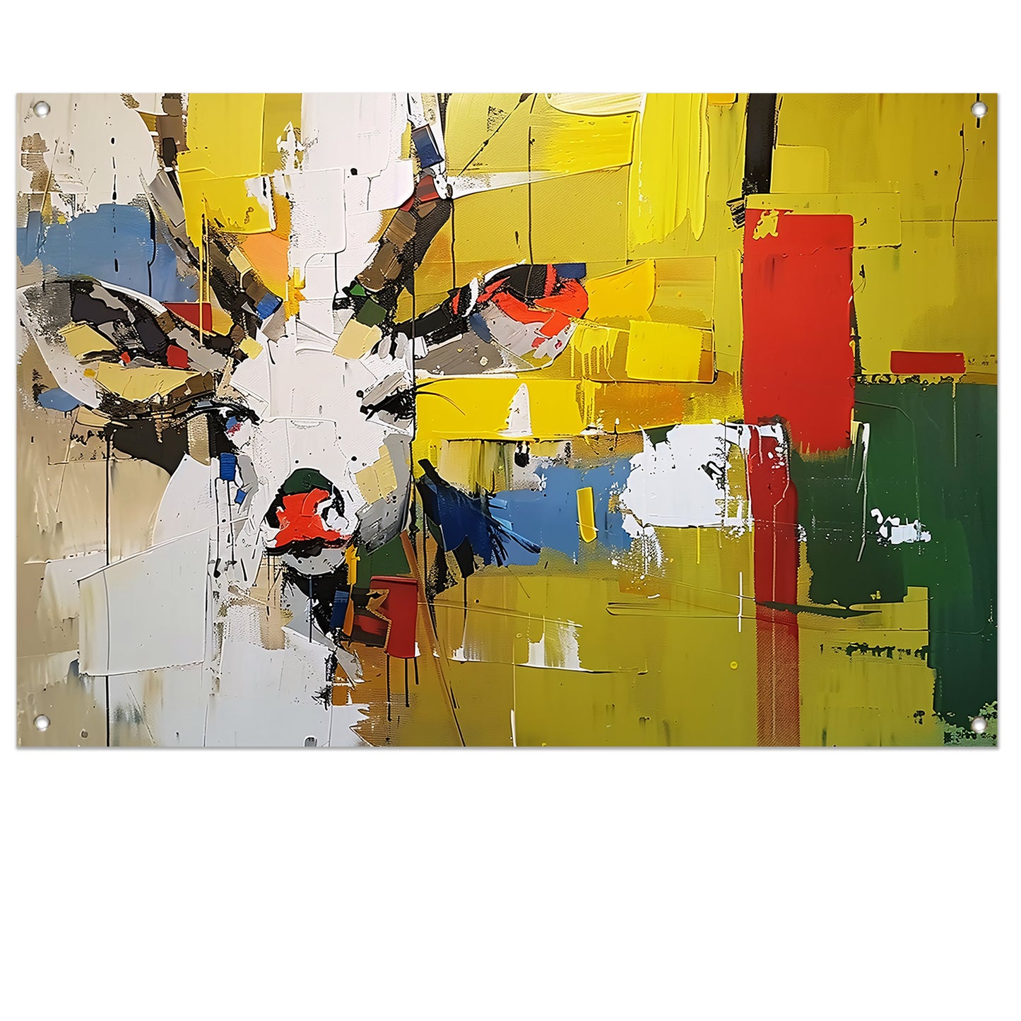 Kleurrijk abstract schilderij van een hert tuinposter