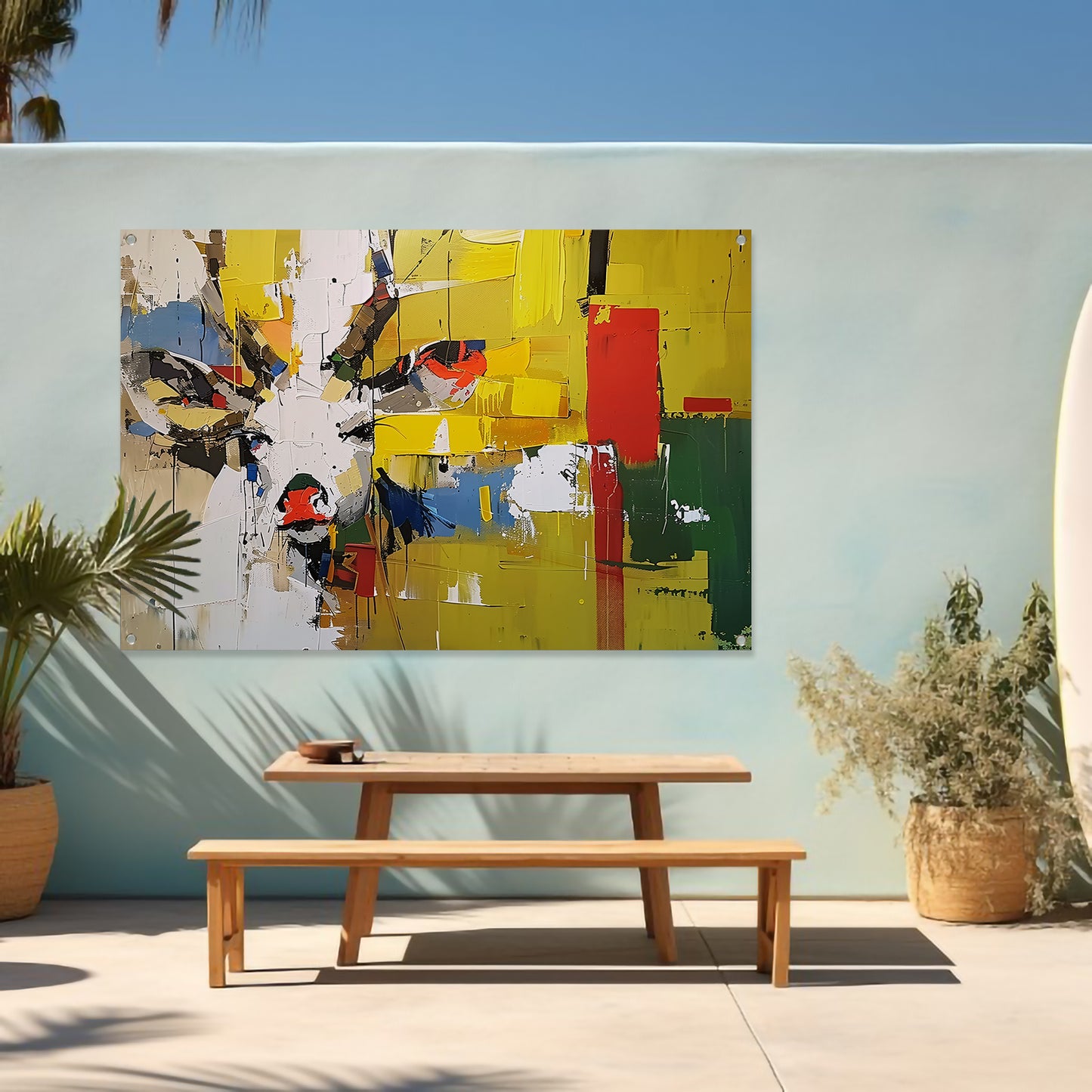 Kleurrijk abstract schilderij van een hert tuinposter