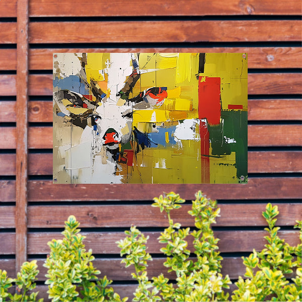 Kleurrijk abstract schilderij van een hert tuinposter