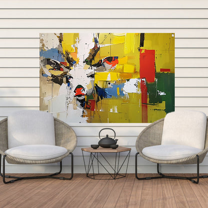 Kleurrijk abstract schilderij van een hert tuinposter