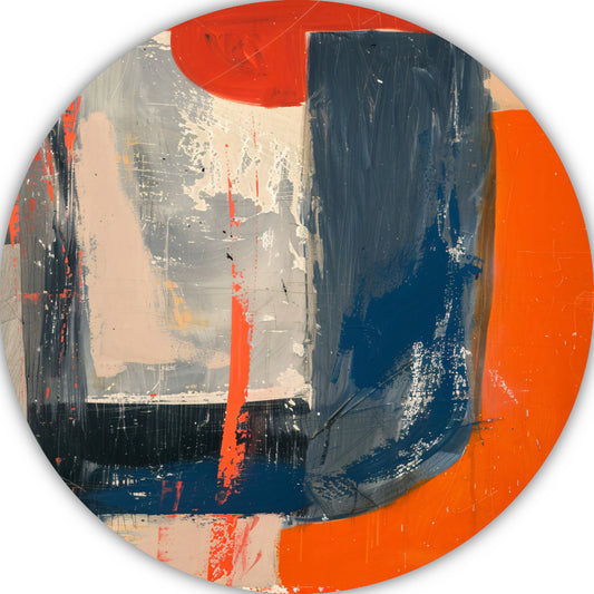 Abstracte Vierkanten Compositie aluminium muurcirkel