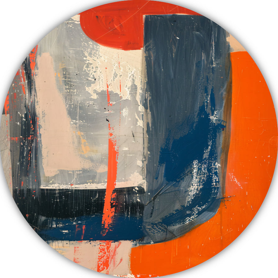 Abstracte Vierkanten Compositie aluminium muurcirkel