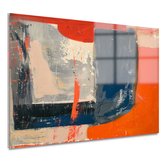 Abstracte Vierkanten Compositie acrylglas
