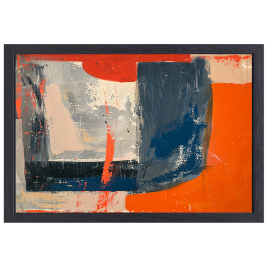 Abstracte Vierkanten Compositie canvas met baklijst