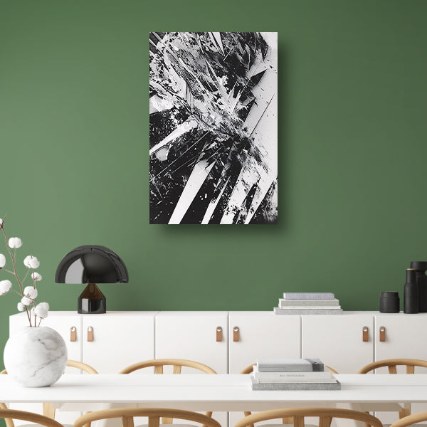 Dynamisch abstract zwart-wit ontwerp met scherpe lijnen canvas met baklijst