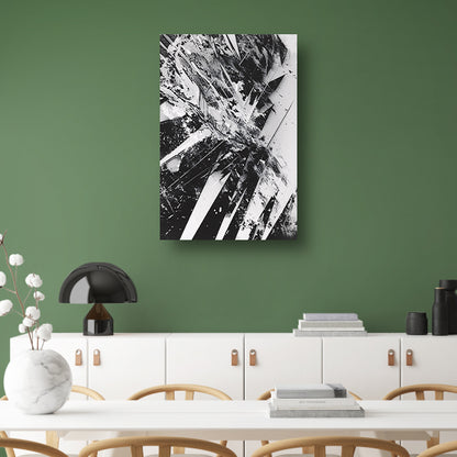 Dynamisch abstract zwart-wit ontwerp met scherpe lijnen canvas met baklijst