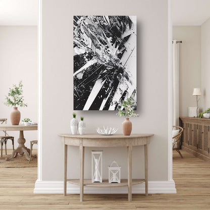 Dynamisch abstract zwart-wit ontwerp met scherpe lijnen poster