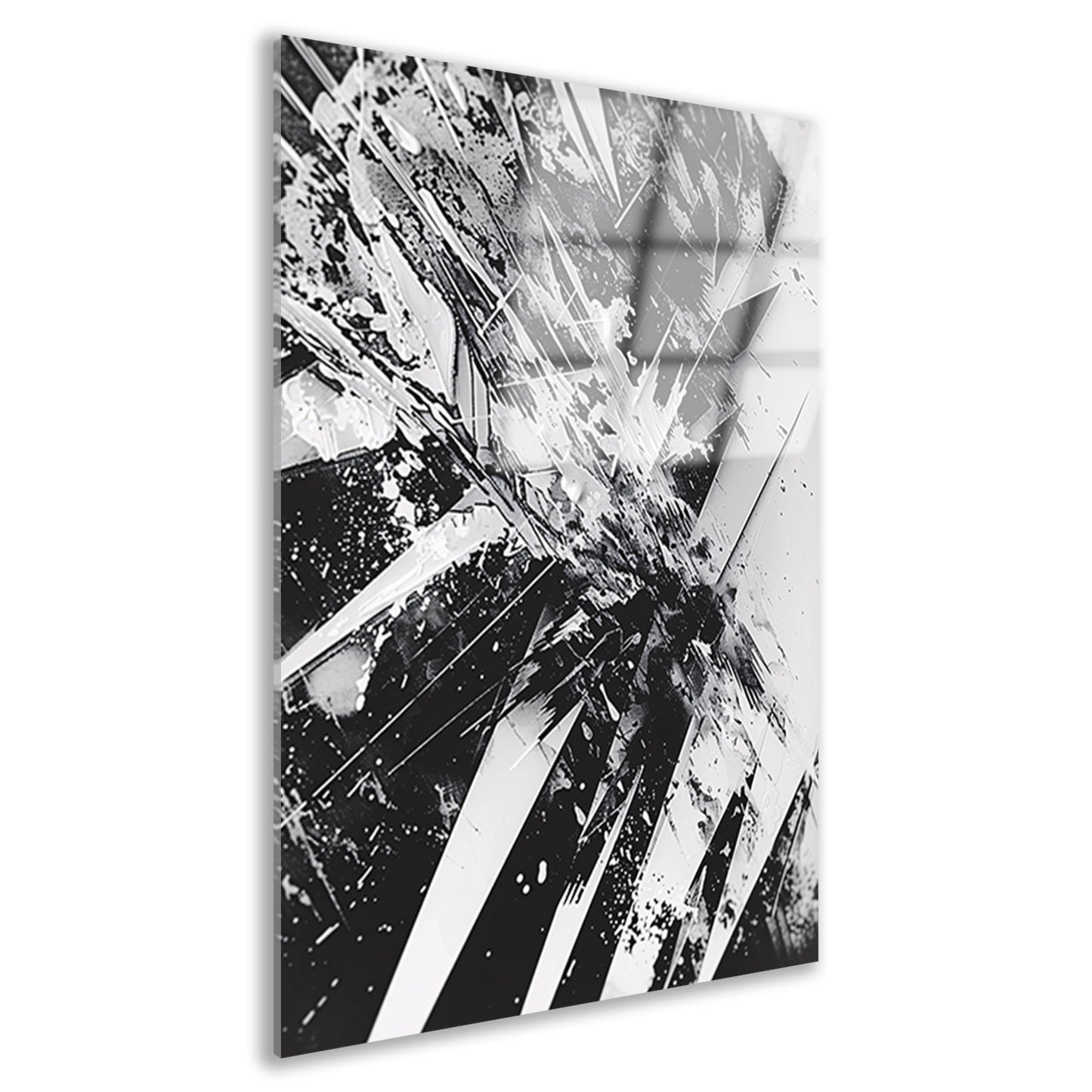Dynamisch abstract zwart-wit ontwerp met scherpe lijnen acrylglas