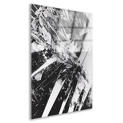 Dynamisch abstract zwart-wit ontwerp met scherpe lijnen acrylglas