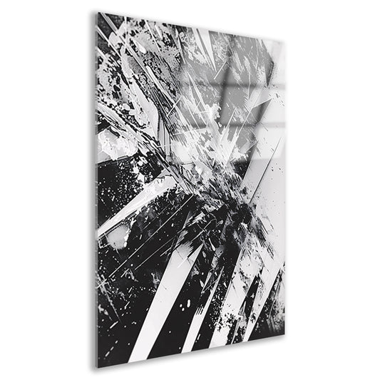 Dynamisch abstract zwart-wit ontwerp met scherpe lijnen acrylglas
