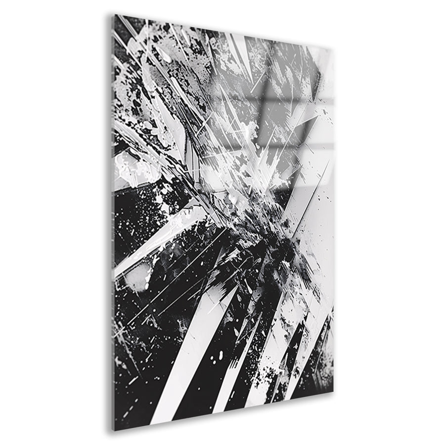 Dynamisch abstract zwart-wit ontwerp met scherpe lijnen acrylglas