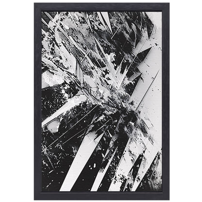Dynamisch abstract zwart-wit ontwerp met scherpe lijnen canvas met baklijst