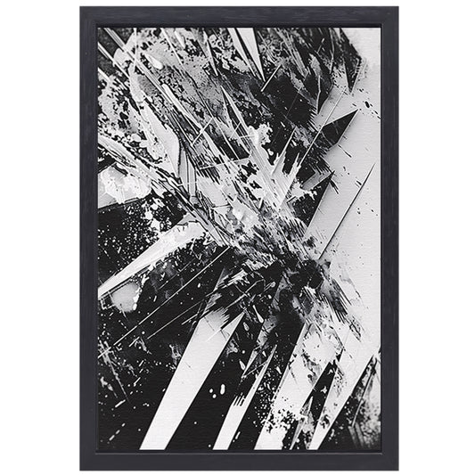 Dynamisch abstract zwart-wit ontwerp met scherpe lijnen canvas met baklijst