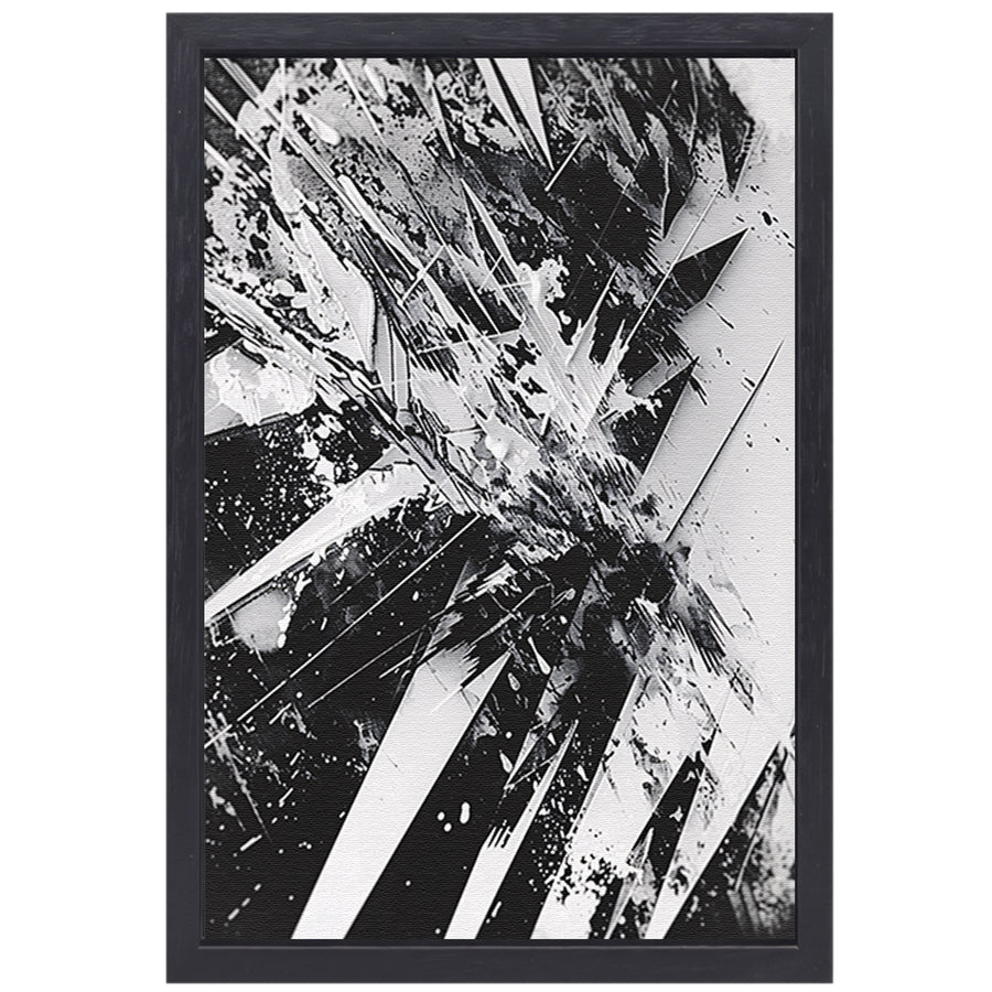 Dynamisch abstract zwart-wit ontwerp met scherpe lijnen canvas met baklijst