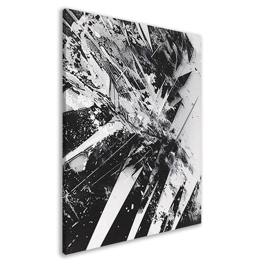 Dynamisch abstract zwart-wit ontwerp met scherpe lijnen canvas