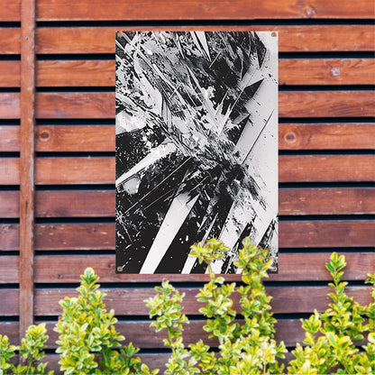 Dynamisch abstract zwart-wit ontwerp met scherpe lijnen tuinposter