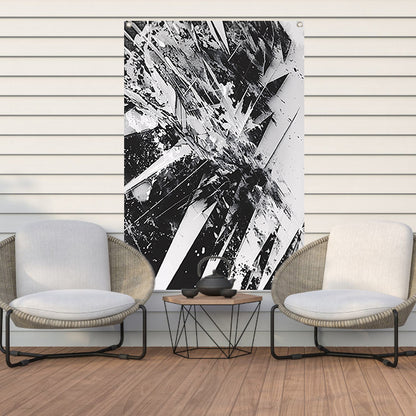 Dynamisch abstract zwart-wit ontwerp met scherpe lijnen tuinposter